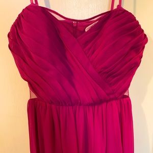 Strapless pink sheet cutout long dress